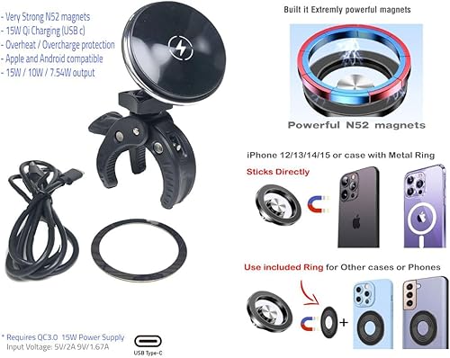 Miniatura 7 de Cell Phone mount holder for Mercedes GLE GLC GLS  EASY release  CLAMP ON design for center console  Wireless, Magnetic, Mag safe, easy release for