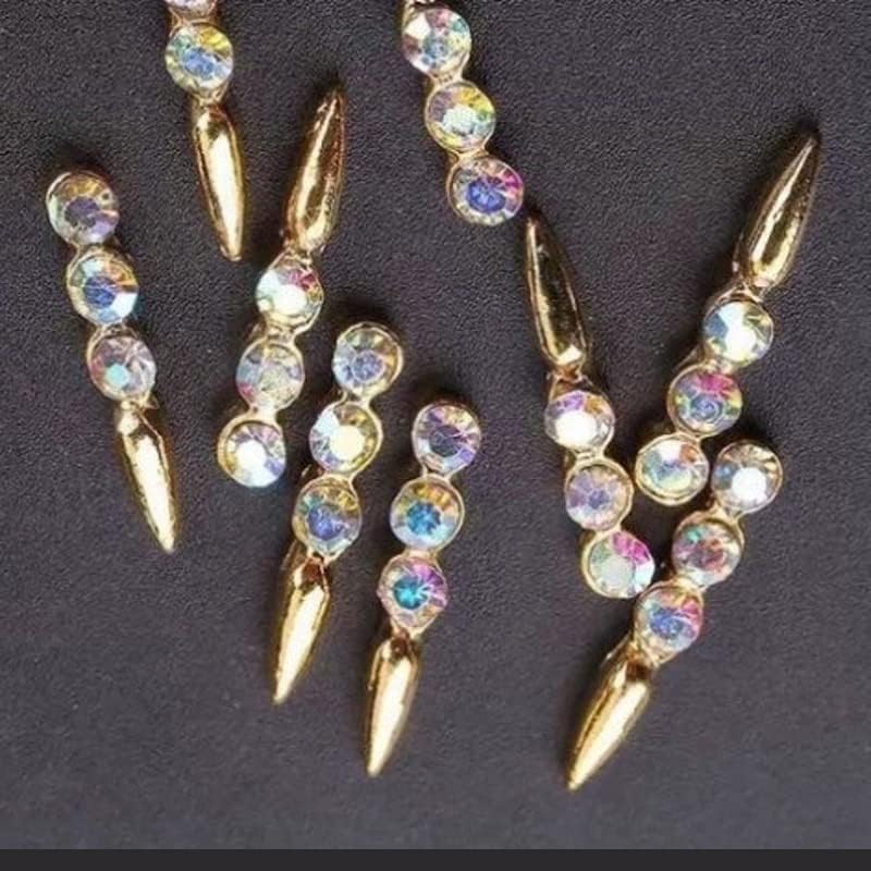 100pcs Nail Jewellery, False Nail Jewel, 3D Nail gems, 2X12 Nail Charms, Nail Jewelry, Nail Jewels, 3D Crown. Gold Nail gem. JC1 - (Color: 100pcs)