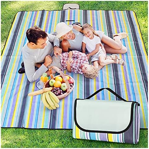 OASMU Picnic Blanket Large 200x200cm, Garden Rugs Outdoor Mat Foldable Park Blanket Waterproof Backing, Oversized Sandproof Beach Blanket Washable Rug for Family Camping on Grass Cover