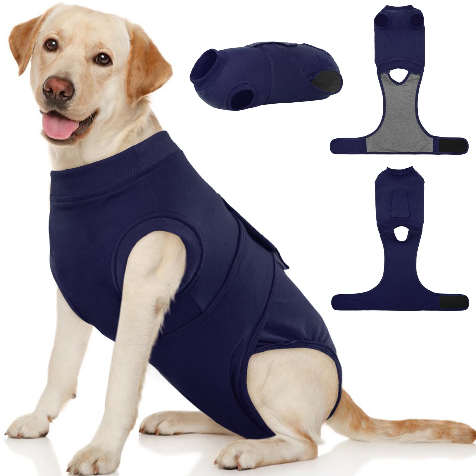Kuoser XL - Traje de recuperación para perros ajustable después de la cirugía para perros machos y hembras, azul