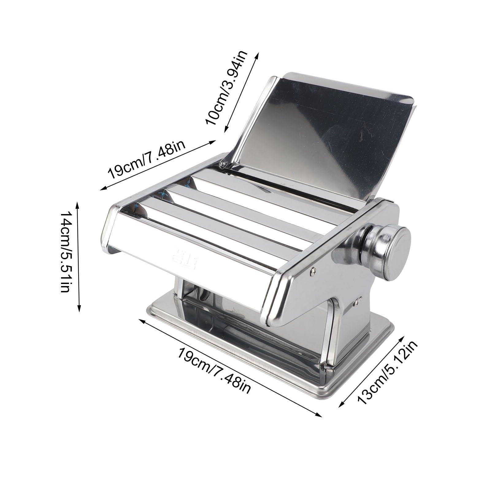 Manuelle Teigausrollmaschine aus Edelstahl für die Herstellung von Nudeln mit Einstellbarer Dicke. Unverzichtbar für Nudelliebhaber (SILVER)