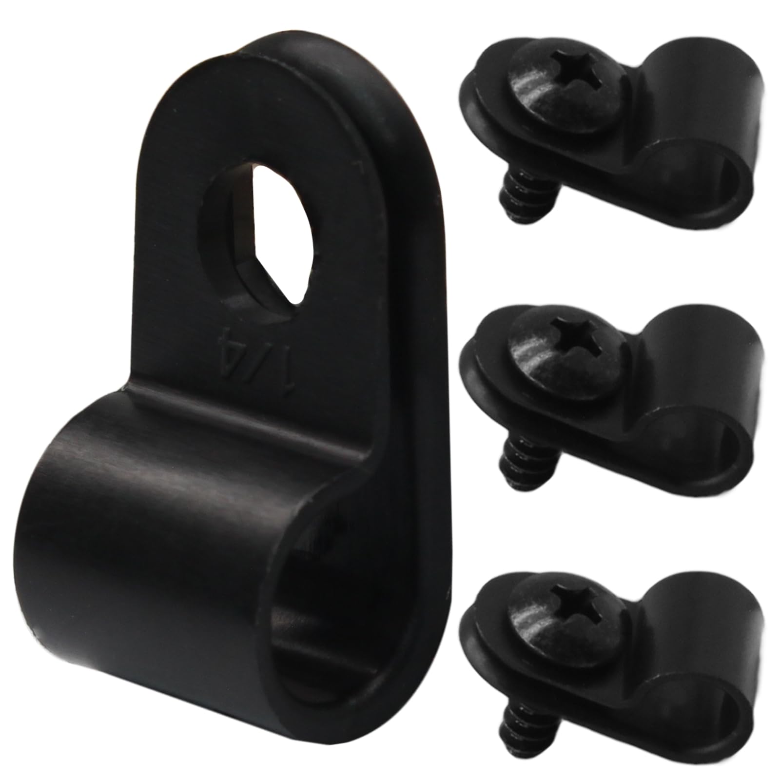 vibedor 60 Pcs R-Type Cable Clip Wire Clamp, 1/4 Inch Nylon Cable Clamp Rope Light Mounting Clips Wire Fasten with 60 Screws for Wire Management and