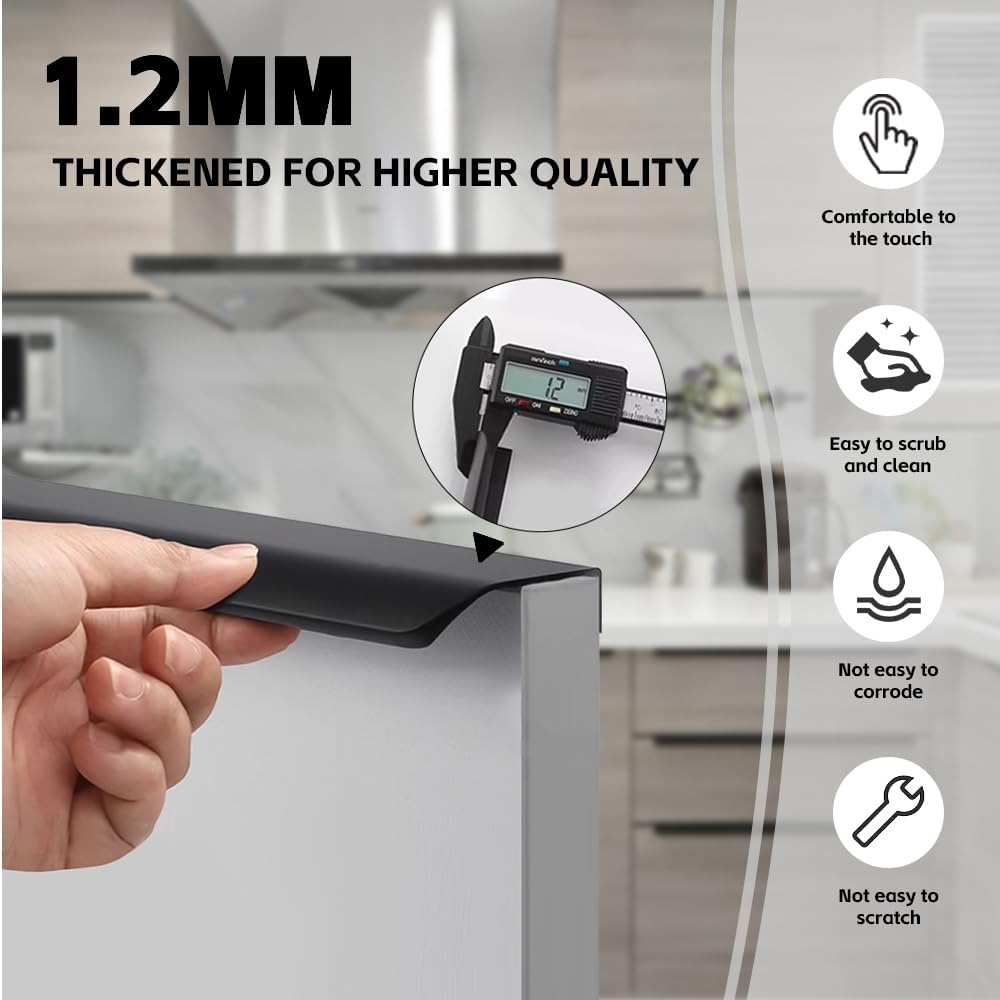 Finger Edge Pulls for Cabinets, Hidden Drawer Pulls - Flat Cabinet Pulls for Easy Installation - Cabinet Handles Modern Aluminum Alloy Kitchen Furniture Upgrade