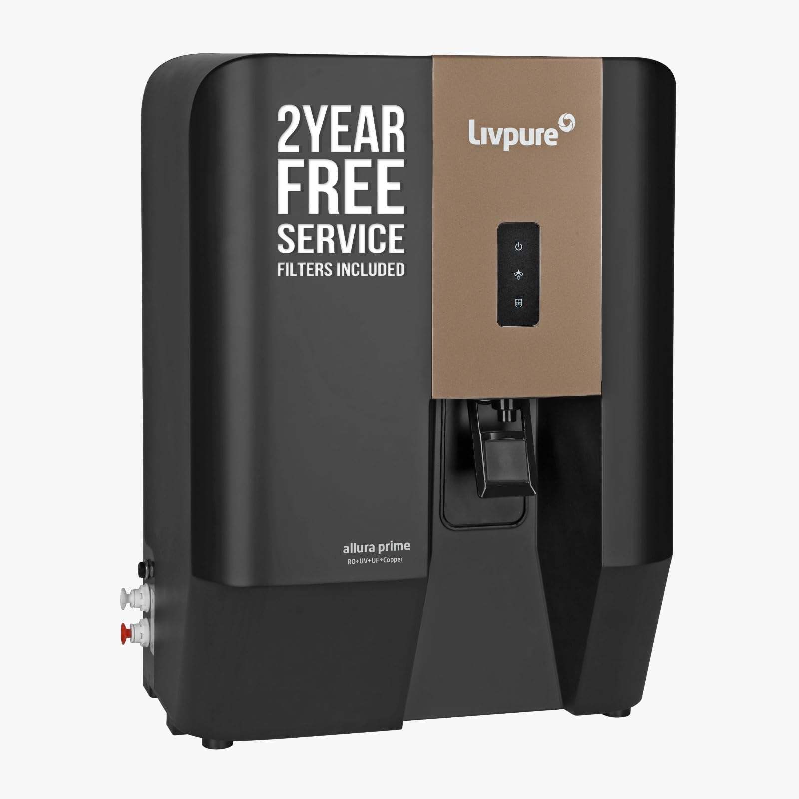 Livpure Allura Prime Water Purifier| No Service Cost for 2 Years - Filters Included | 10 Stage Advanced Purification | RO+UV+UF+Copper+Alkaline | In Tank UV Sterilisation| 7 Ltr|