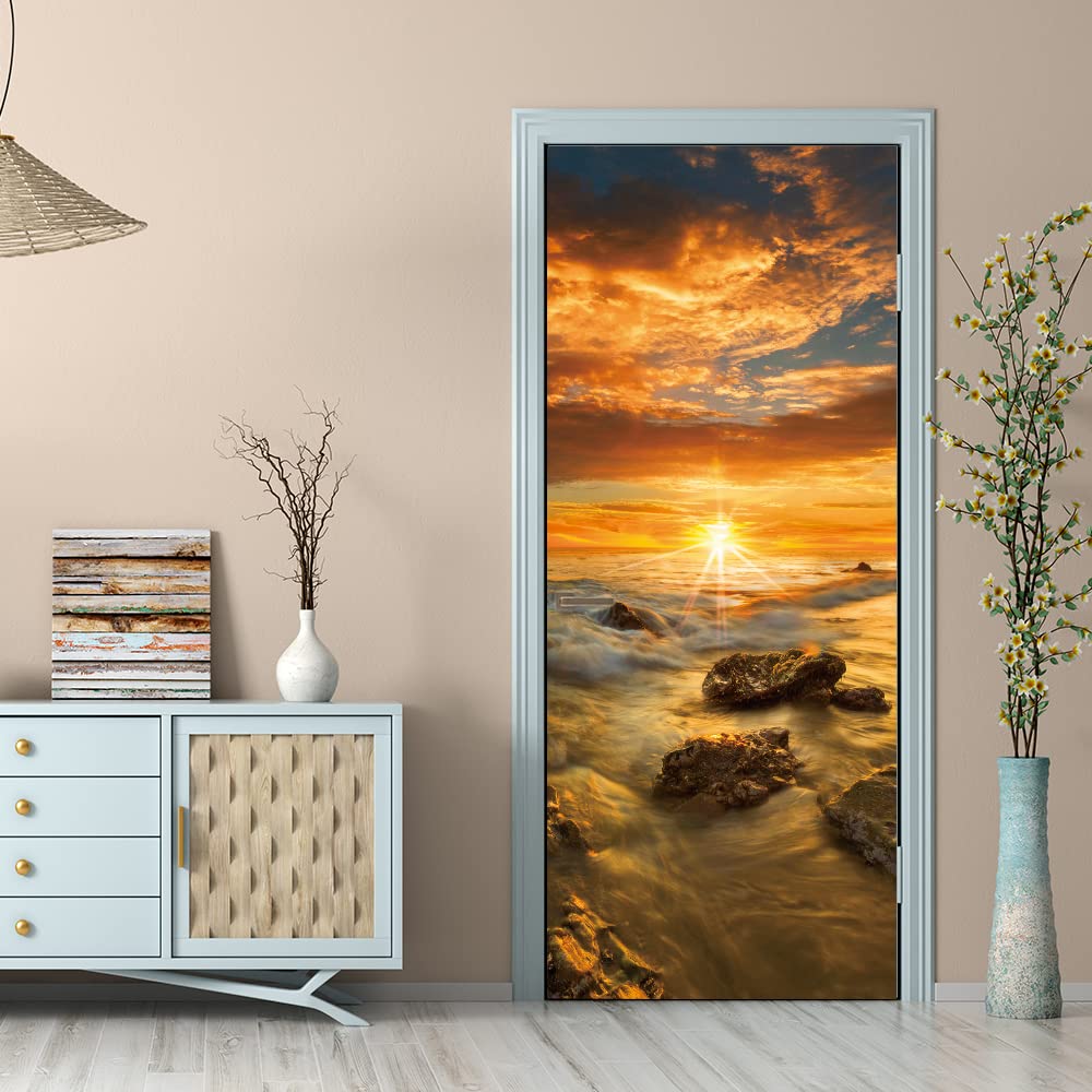 Poster porte paysage marin 73x205 cm pour cuisine et chambre