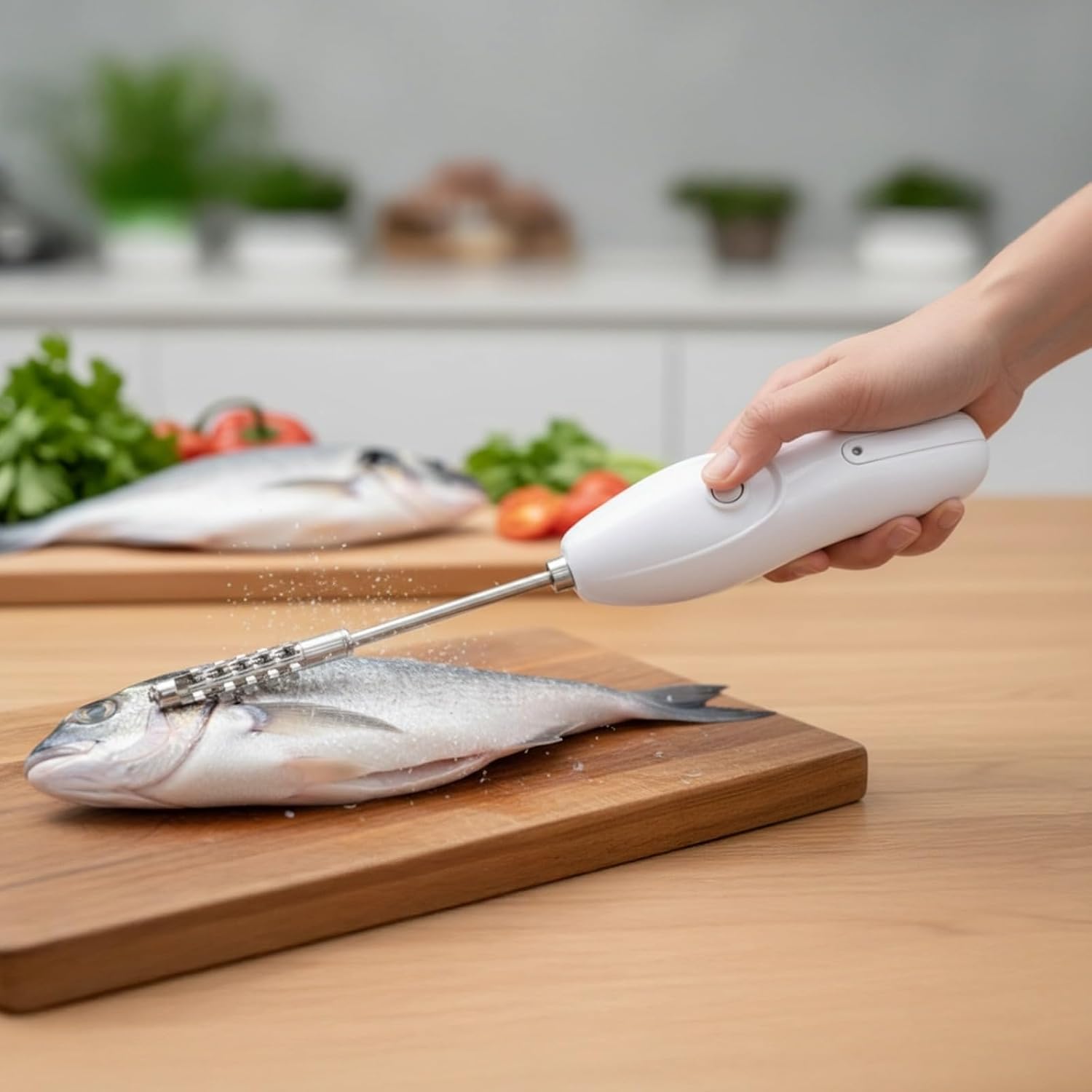 Electric Zucchini Corer, Dual Head Vegetable Remover & Rechargeable Fish Scale Scraper, One-Button Kitchen Drill, Compact Ergonomic Device