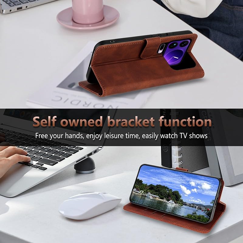 Housse Xiaomi 17 Pro pour vos réunions et sorties avec rabat cuir noir - 4