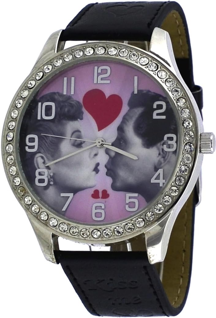 Lucille Ball #LBW34A Women's "Lucy and Ricky" Oversized Crystal Accented Strap Watch