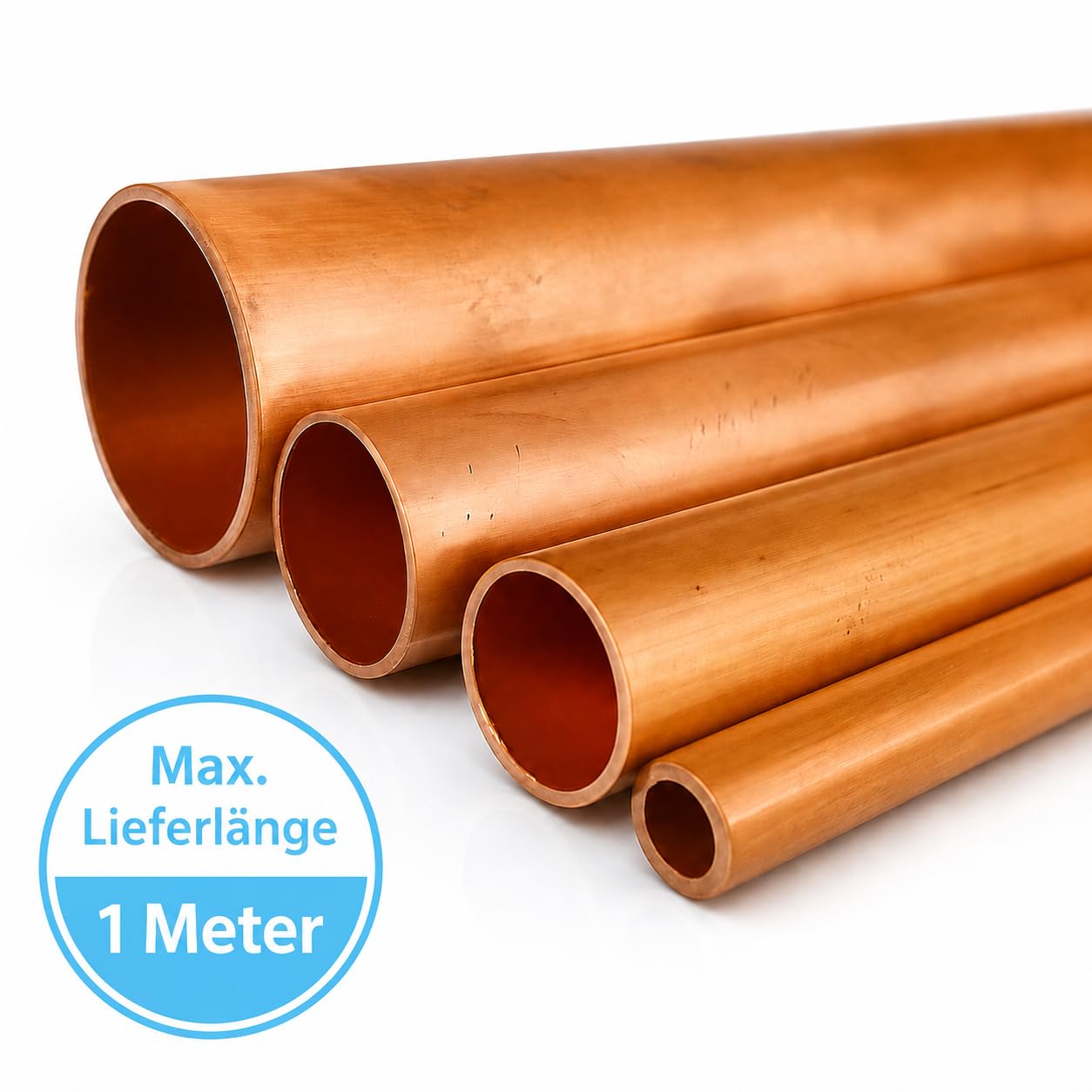 Fittingstore - Kupferrohr 1 Meter gerade Stange DIN EN 1057 DVGW Kupferleitung Wasserrohr Gasrohr Hydraulikrohr Kälterohr Ø 35 mm x 1,2 mm (Rohr Ø außen: 35 mm)