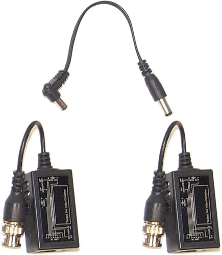 Miniatura 5 de Evertech 4 pares (8 piezas) Balun de video pasivo con Power BNC a RJ45 Cable convertidor de video transmisor de potencia de audio a través de