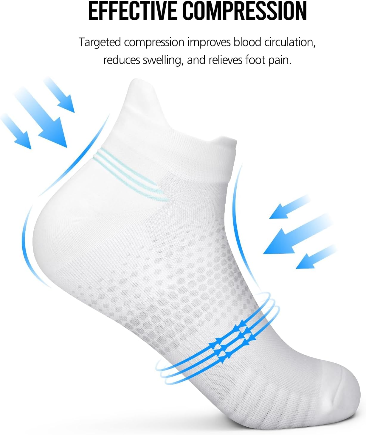 PAPLUS Ankle Compression Socks for Women 6 Pairs, Running Socks with Heel Tab, Cushioned Low Cut Athletic Socks - Image 6