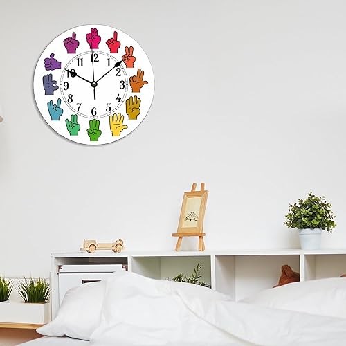 Miniatura 7 de ASL - Reloj de pared con diseño de arco iris, retro, con lenguaje de señas americano, PVC, 12 x 12 pulgadas, decoración de cocina, regalos, baño,