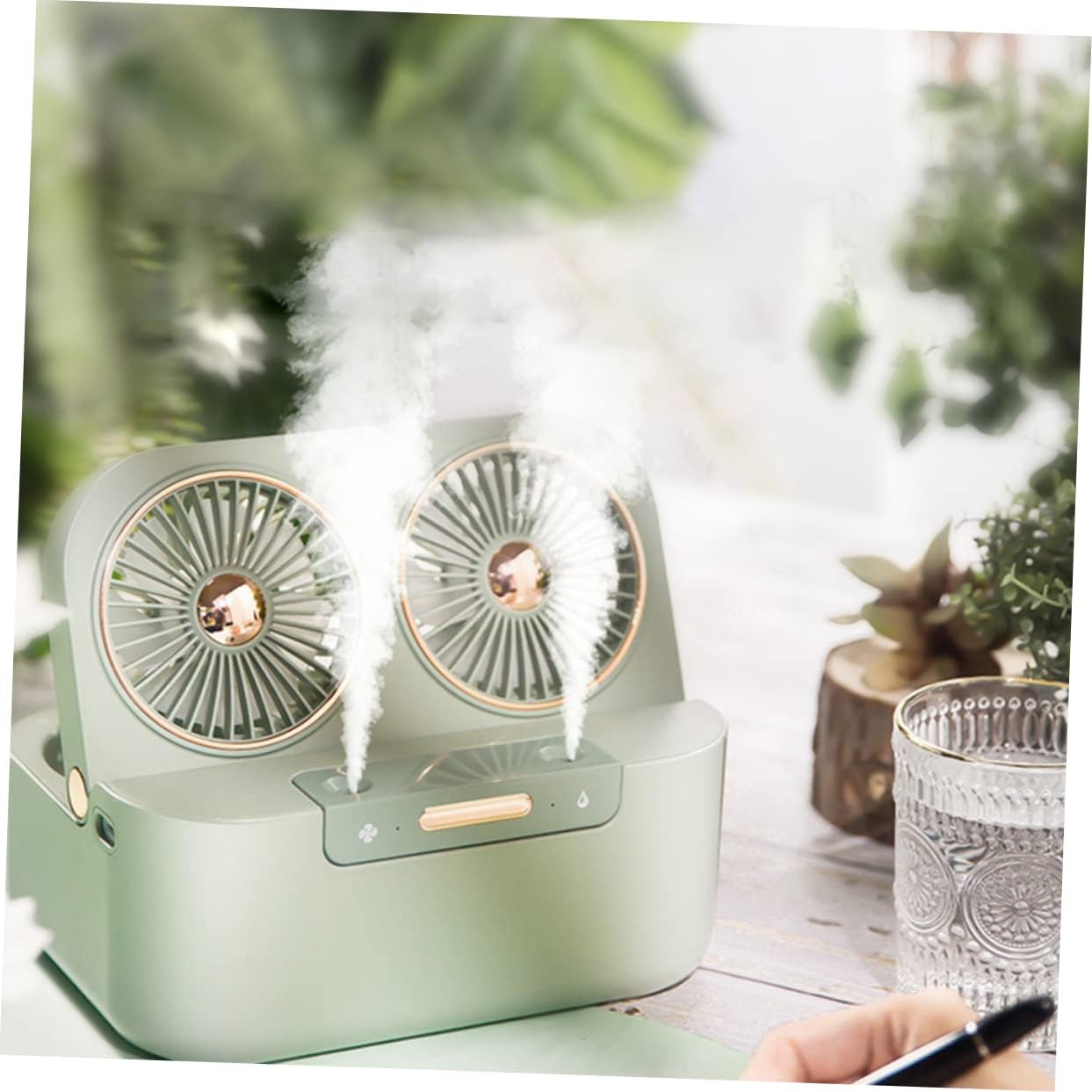 Gadpiparty 1set Portable Usb Charging Humidifier Fan Mist Spray for Quick Cooling Lightweight Design for Home Office and Travel