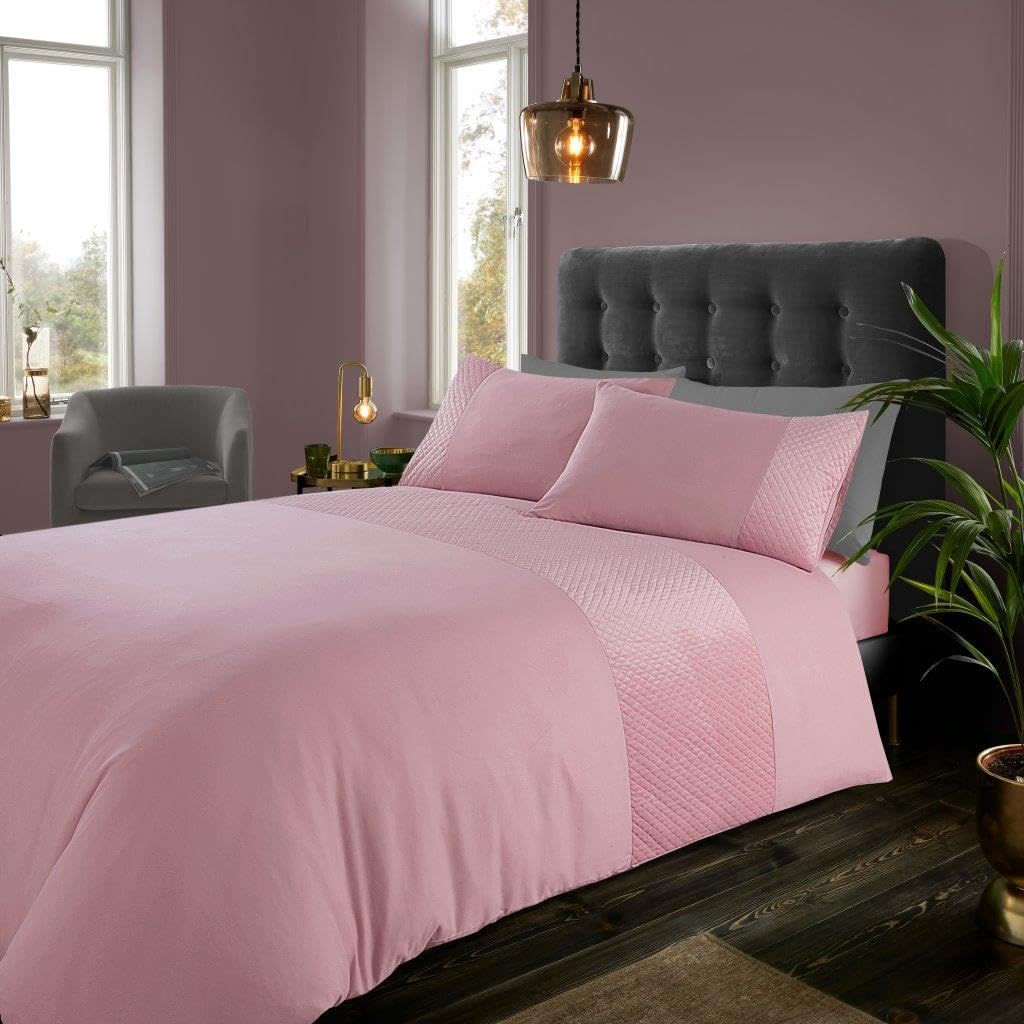 Lions Dusty Pink Bedding Crushed Velvet Duvet Cover Set, King Size