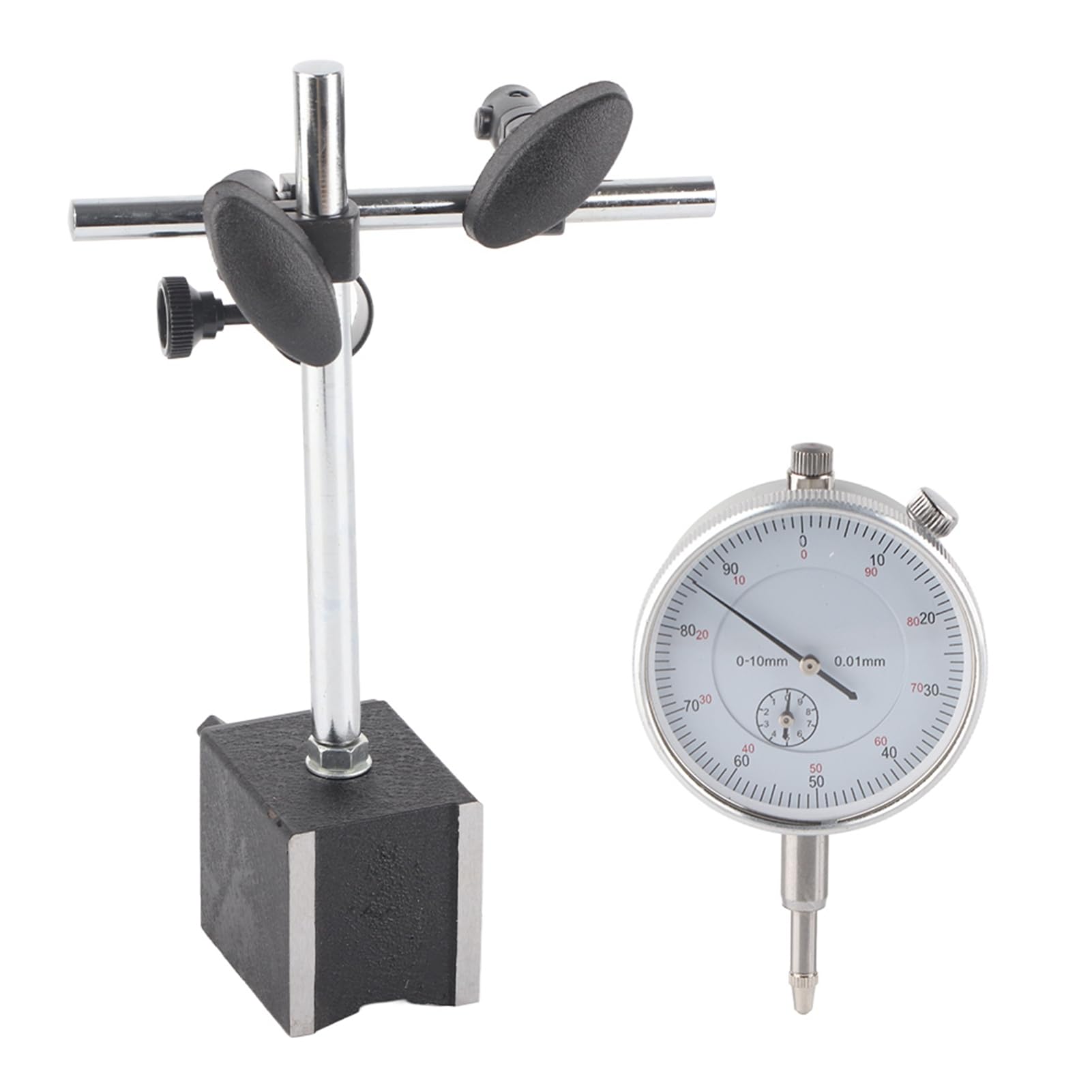 Comparatore a Quadrante con Base Magnetica da 0 a 10 Mm Precisione 0,01 Mm Strumento di Misurazione del Quadrante da 54 per l'elaborazione di Layout e Ispezioni Utenti