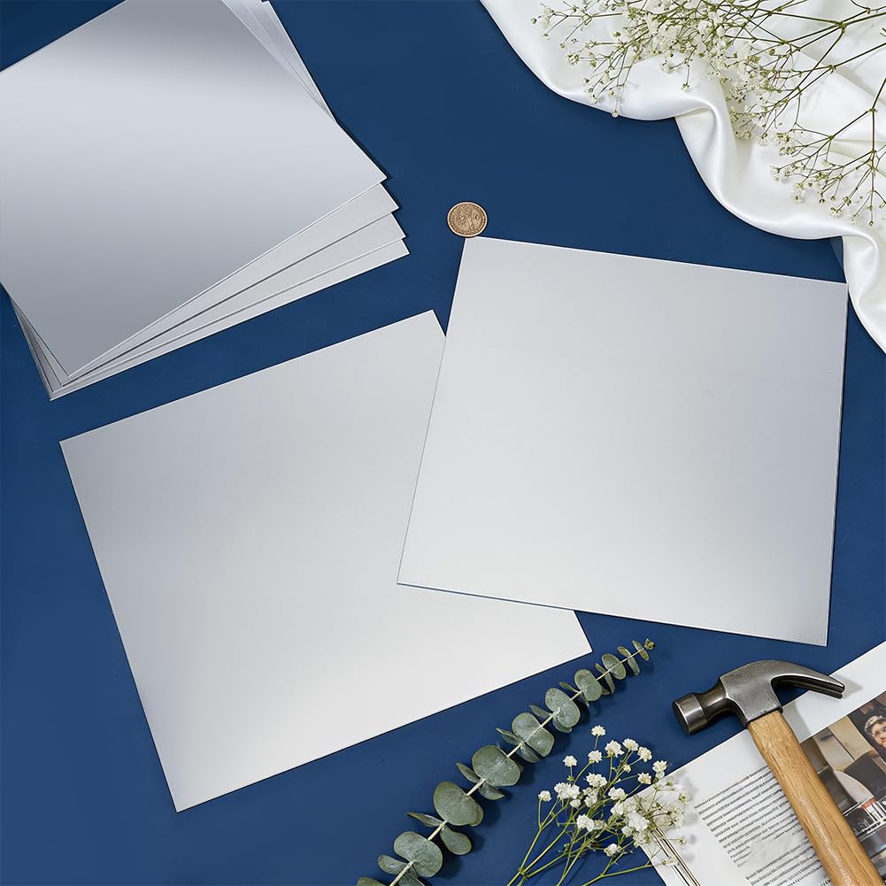 OLYCRAFT 6Pz Lastra di Alluminio Quadrata 6061-T6 30x30cm Lamiera di Alluminio Piana Liscia Spessore 1.5mm Piastra Metalliche Quadrata con Pellicola Protettiva per Taglio Laser Fai da Te Lavori