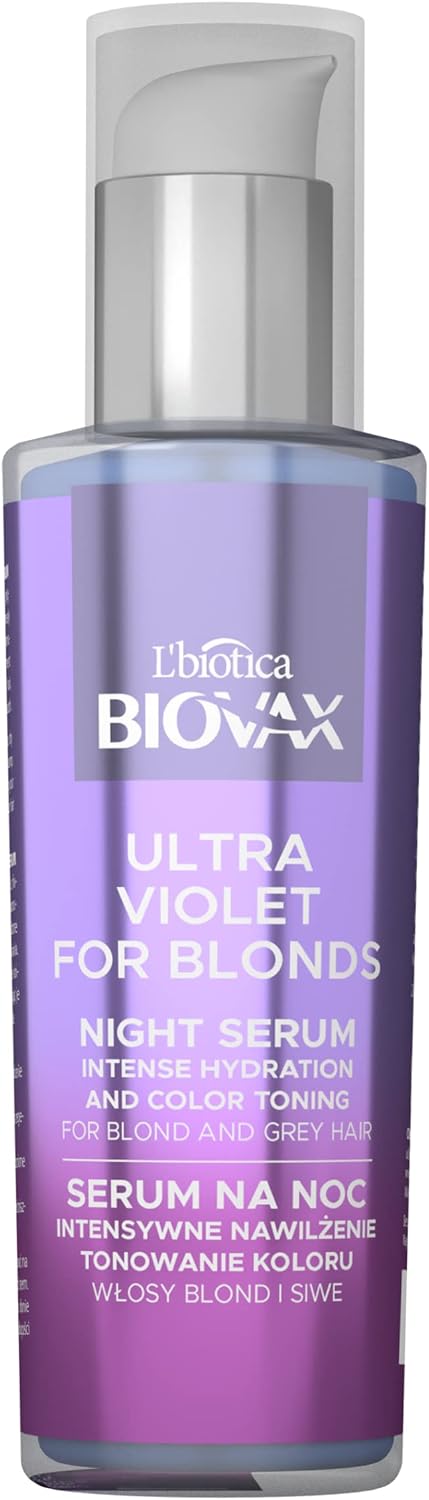Biovax Ultra Violet Intensywnie nawilżające serum tonujące na noc do włosów blond i siwych 100 ml