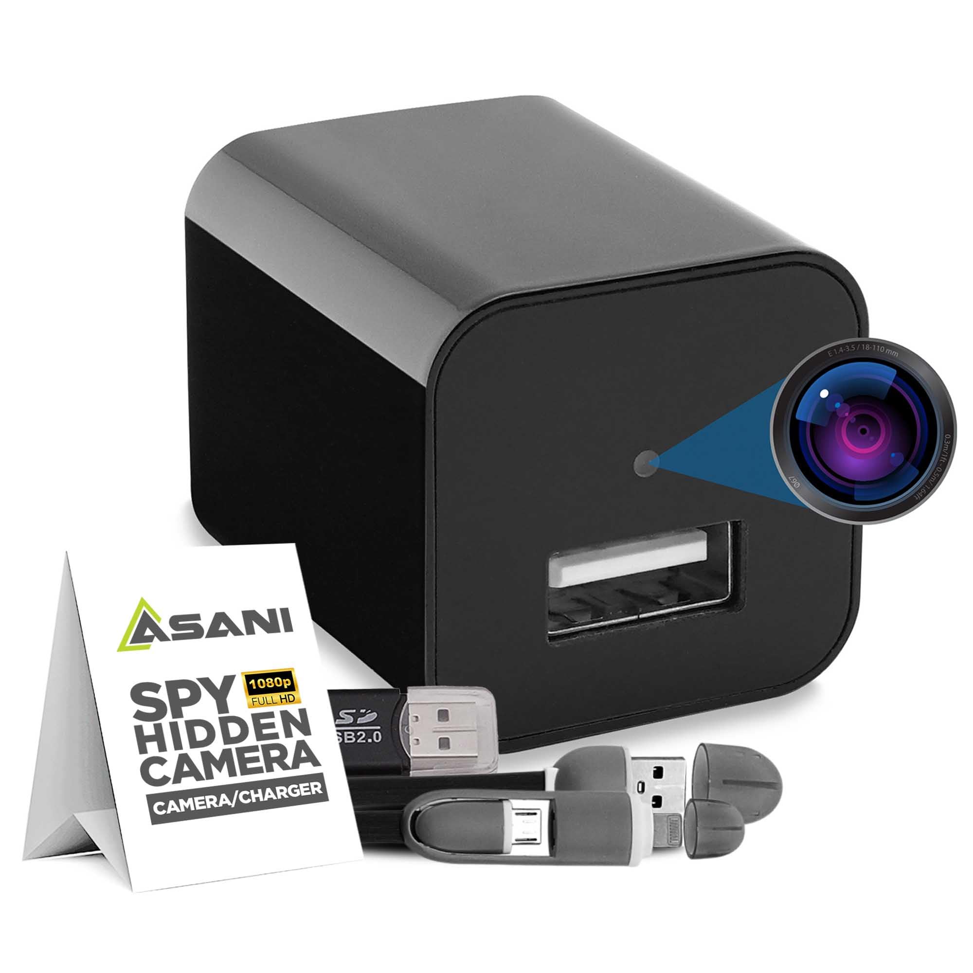 Asani Mini cámara de vigilancia enchufable, cámara de niñera y mascota, sin grabación de audio, solo graba video, seguridad para el hogar y la oficina con ranura para tarjeta micro SD, detección de