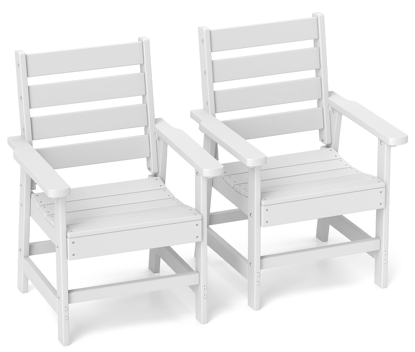 GREENVINES HDPE Outdoor Dining Chairs Set of 2, Curved Seat Chair, White
