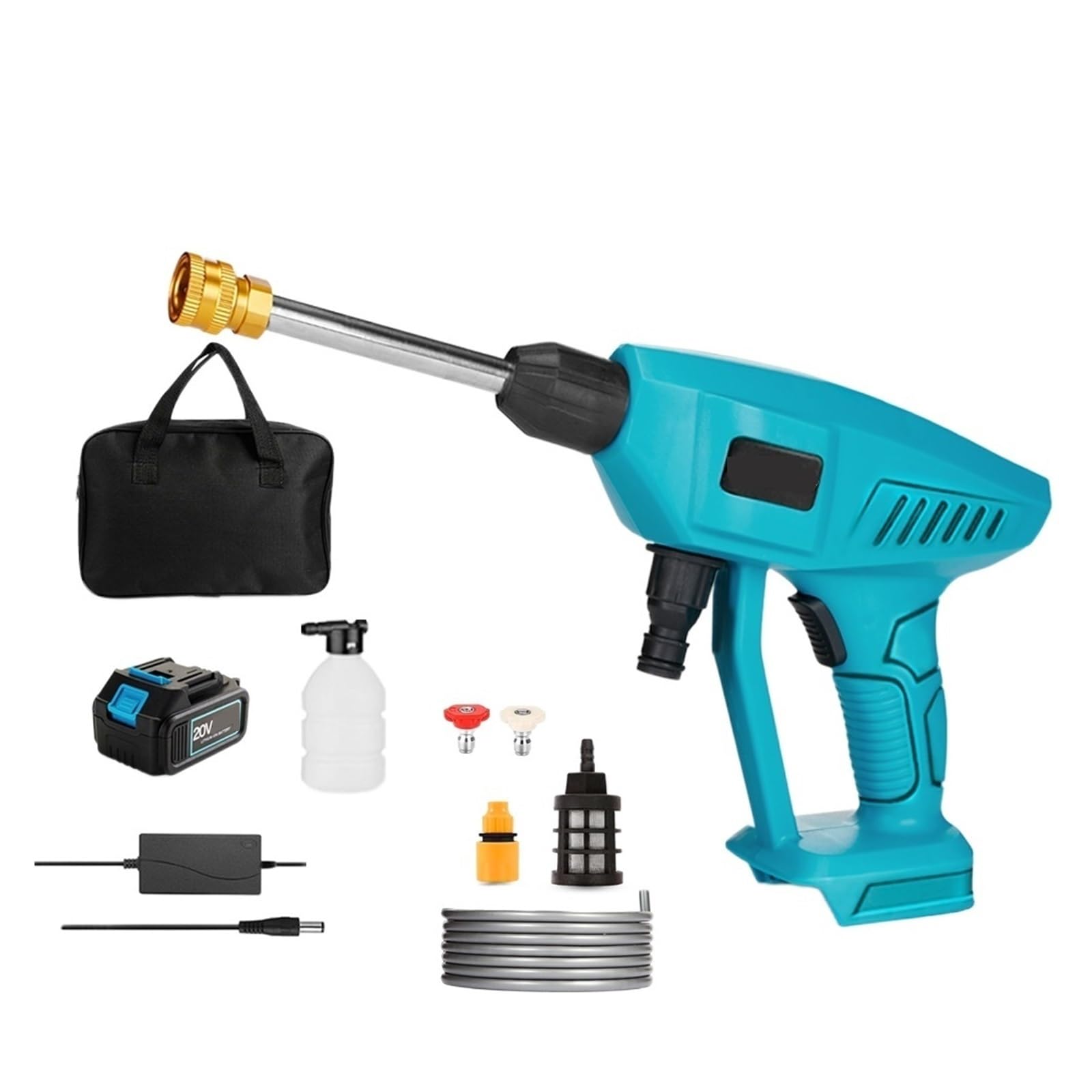 Myjka CiśNieniowa Bezprzewodowy Wysokociśnieniowy Mini Pralka Akumulatorowy Pistolet Na Wodę W Sprayu Pralka Samochodowa Do Akumulatora 18 V(One Big Battery)