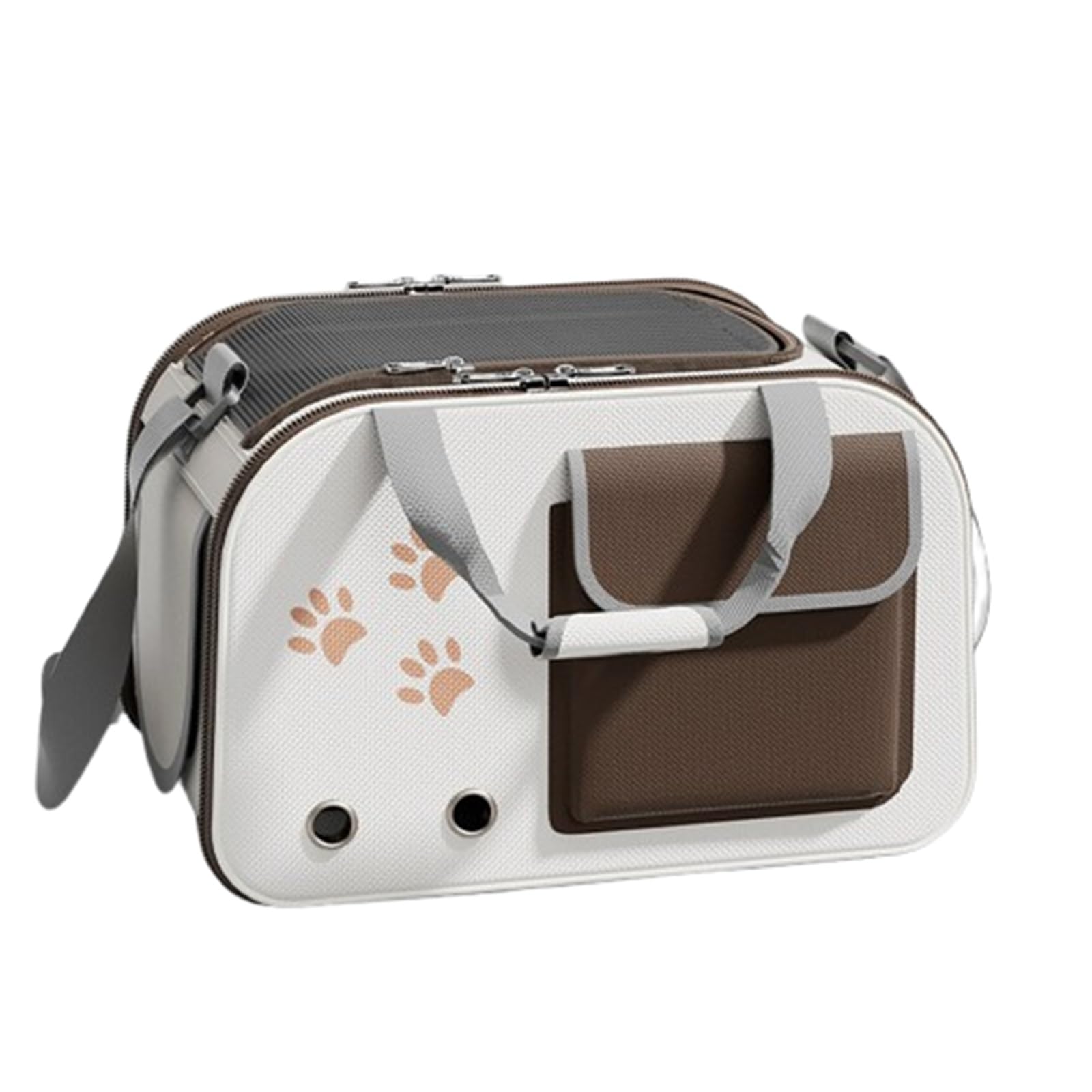 Transportín para Gatos Blando Plegable Antifugas Ventilado Correa Ajustable para Coche/Veterinario/Viaje para Gatos/Perros de hasta 15 Libras(Brown)