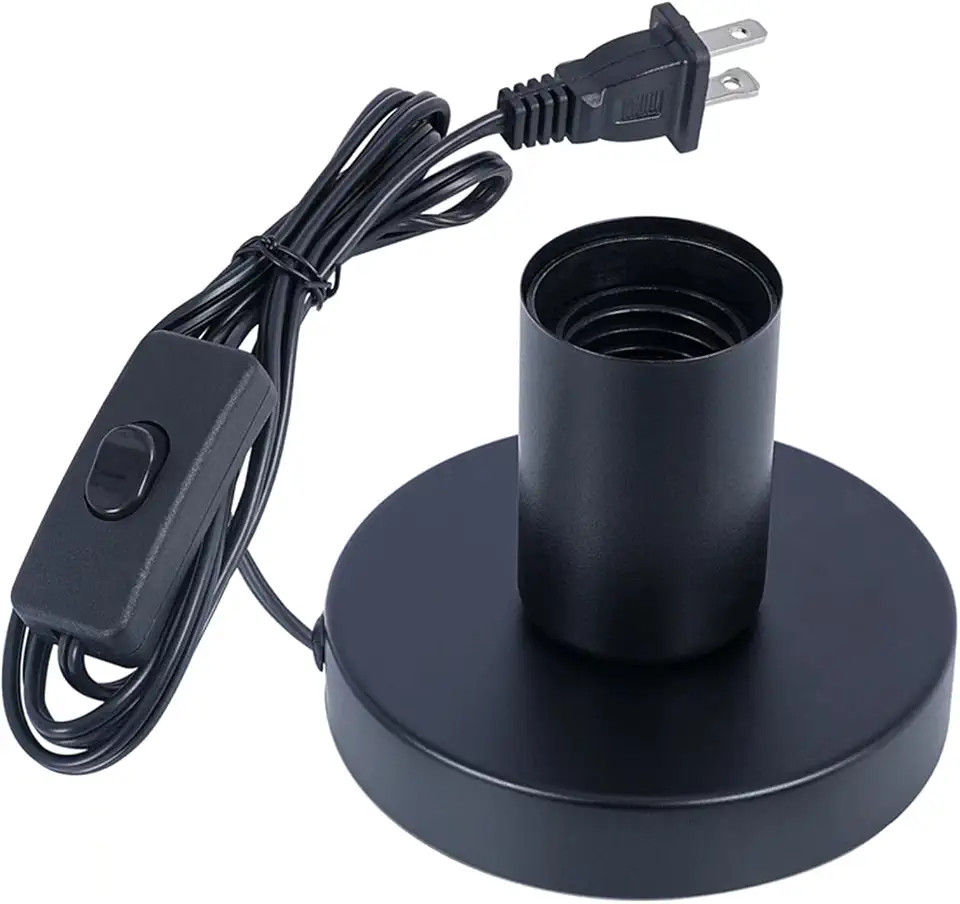 Polished Metal Lamp Base With E26 Socket - Industrial Table Lamp Base With 6ft Cord & Switch