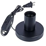Industrial Table Lamp, Small Polished Metal Desktop Light Socket Base, Vintage E26/E27 Edison Screw Light Bulb Holder, 5.57ft Cord with On/Off Switch and US Plug (Black Color)