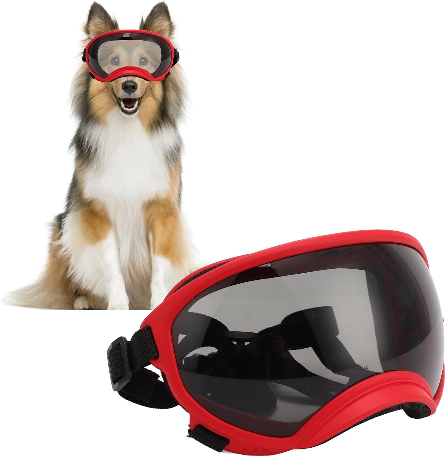Keenso Dog Goggles Windproof Ultraviolet Proof Dustproof Adjustable Strap Durable Dog Sunglasses for Large Breed