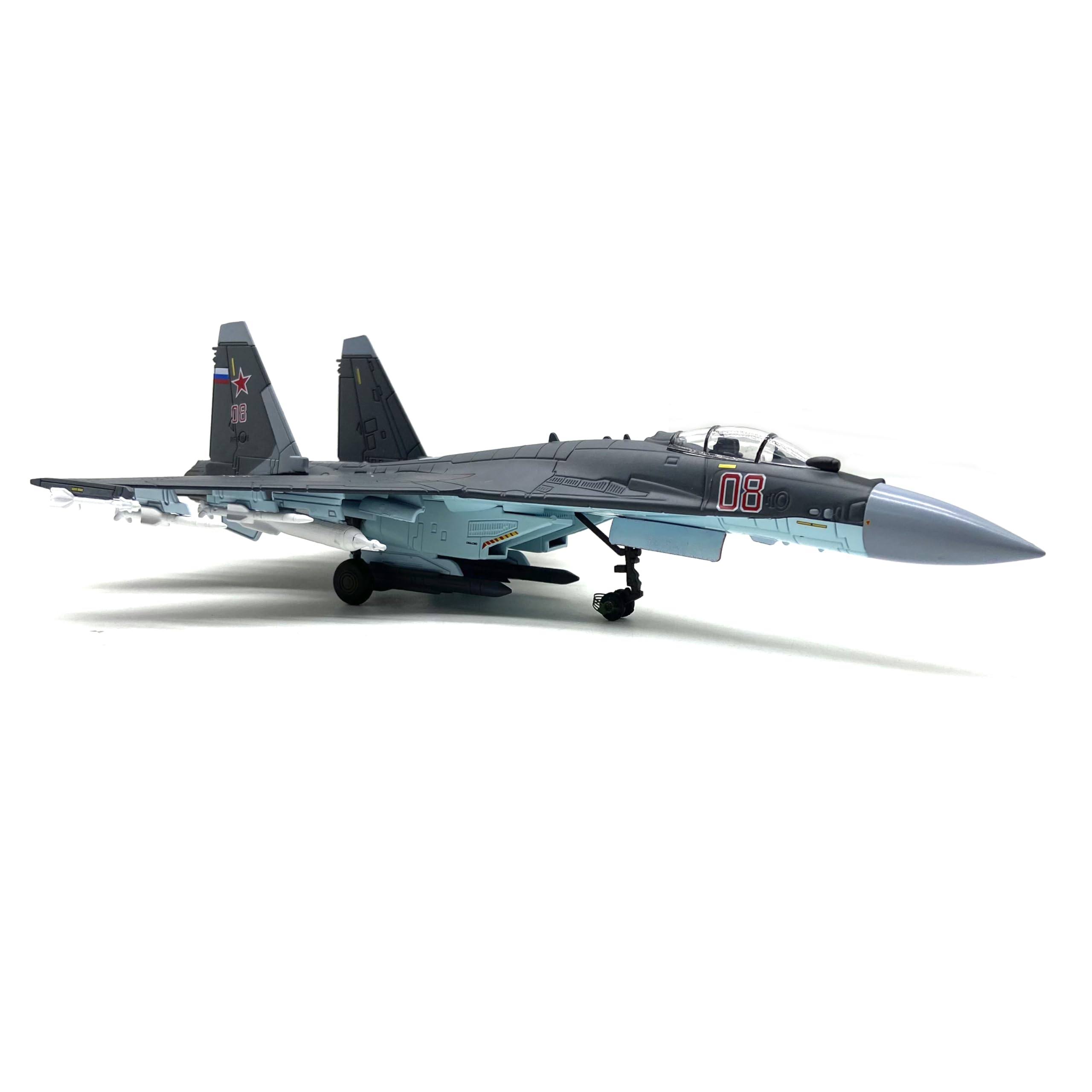 Enatuhter SU-35 Fighter Aircraft Model, 1:72 Scale Diecast Military Plane, Desktop Display Stand, Grey, 1/100 Scale - Image 3