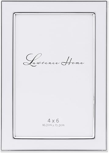 Lawrence Frames Silver Plated 4 by 6 Metal with White Enamel Picture Frame