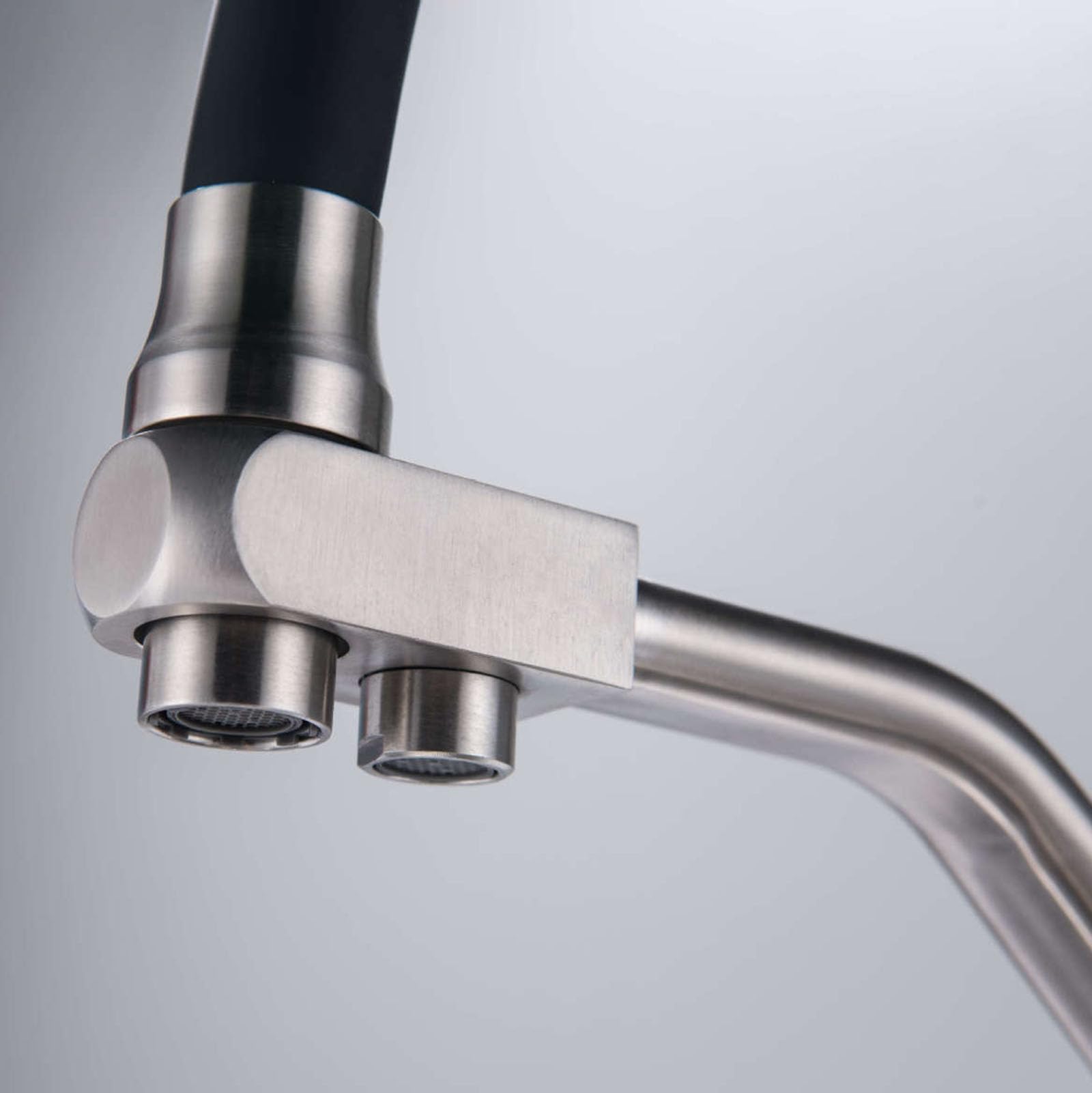 Grifo de Cocina de 3 vías de Acero Inoxidable Cepillado con Filtro de Agua, Giratorio 360°, Doble manija, Compatible con Sistema de ósmosis, Mezclador para Fregadero.