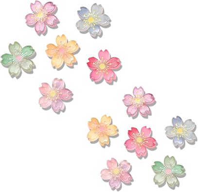 12pcs Luminous Sakura Cherry Blossoms Flower Shoe Charms For Shoes, Diy Glow In Dark Sandals Slipper Shoes Charm Decoration Accessories Buckle Pins For Girls Favor Gifts