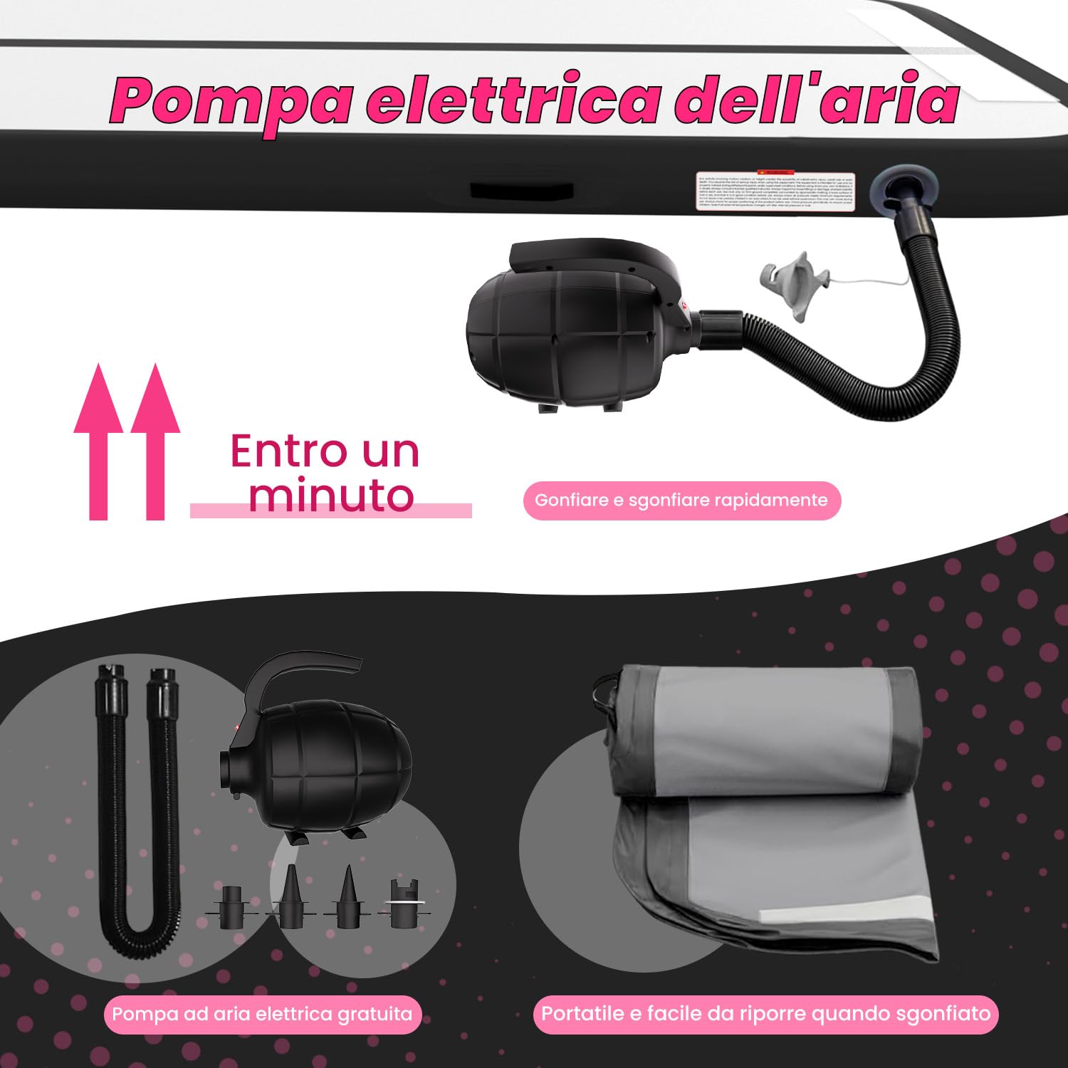 RISINGUKST Air Track Ginnastica Artistica 10/20cm Spessore, 3/4/5/6m materassino palestra con Pompa Elettrica per Casa