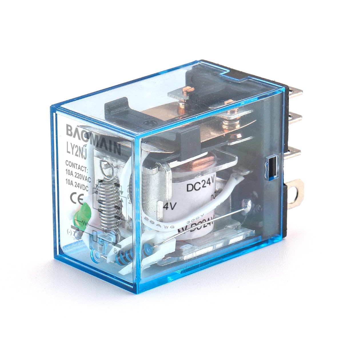 Baomain 2PCS LY2NJ General Purpose Power Relay, DPDT 8 Pins Electromagnetic Power Relay Green/Red LED (24, Volts (DC))