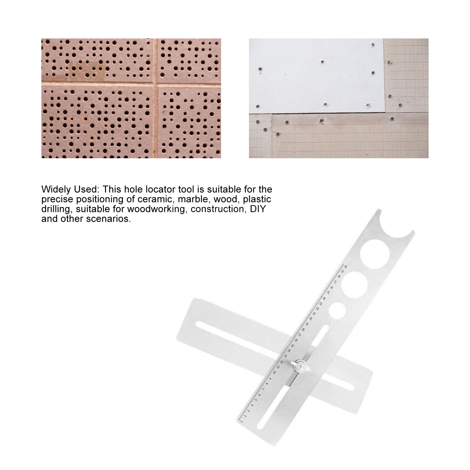 Localizzatore di Fori Per Piastrelle in Ceramica, tile tracker,Misuratore Piastrelle Righello Di Misurazione, Localizzatore di Fori Regolabili Per Architettura,Lavorazione del Legno(400 Mm)