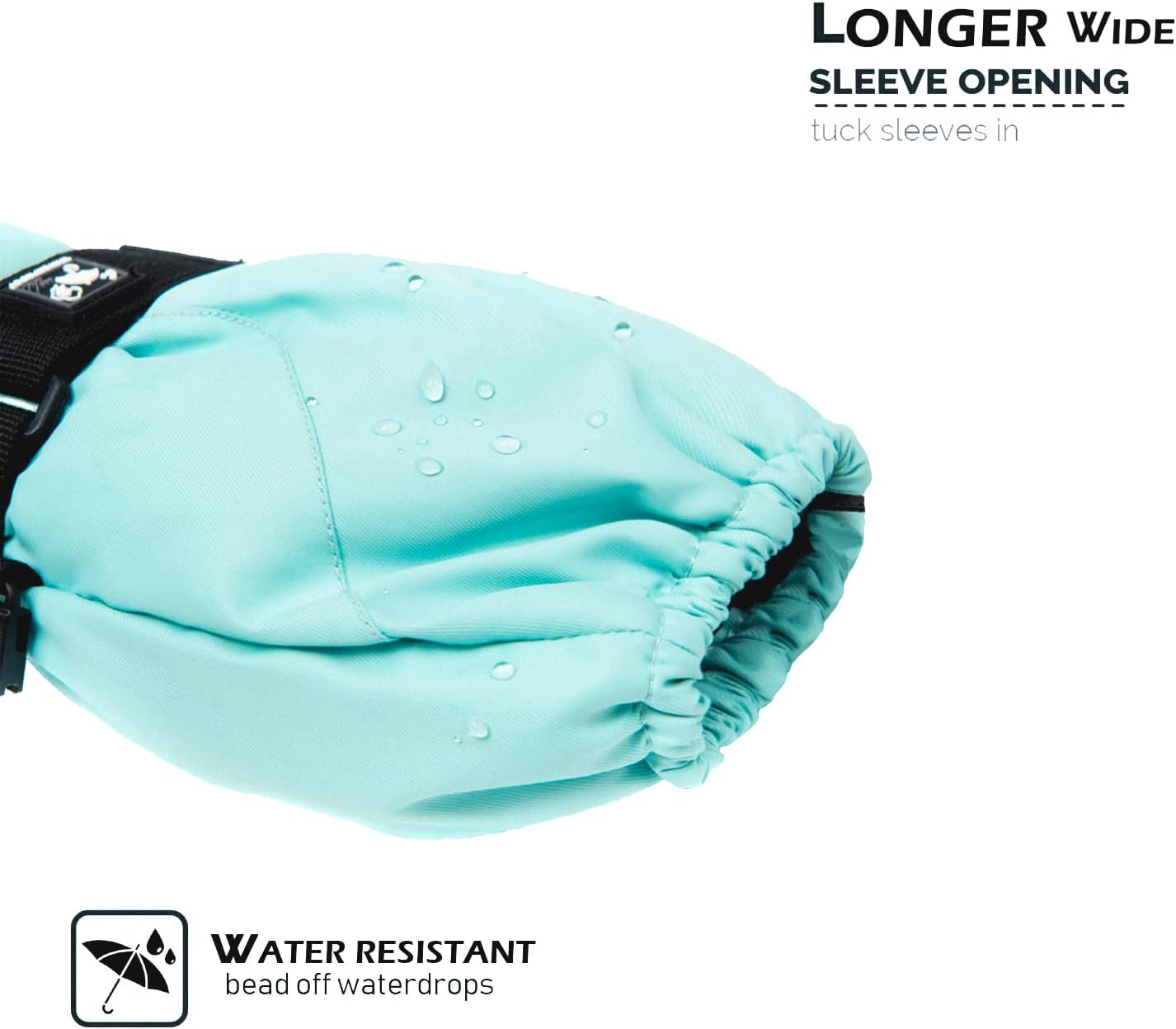 HIGHCAMP Kids Long Cuff Winter Gloves with Stay-on Strap Waterproof Mittens for Toddler Children Snow Ski - Image 5