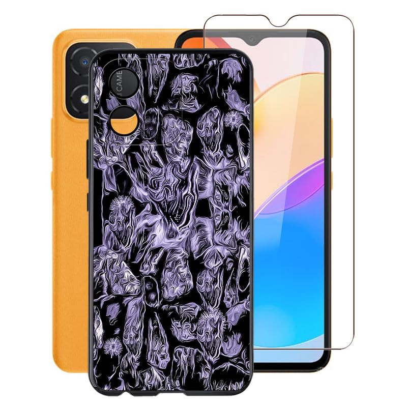 LCEHTOGYE Cover per Honor X5 Plus + Pellicola Protettiva in Vetro Temperato,Nero Custodie Morbido Silicone Case Ultra Sottile TPU Custodia per Honor X5 Plus (6,56) - KE170
