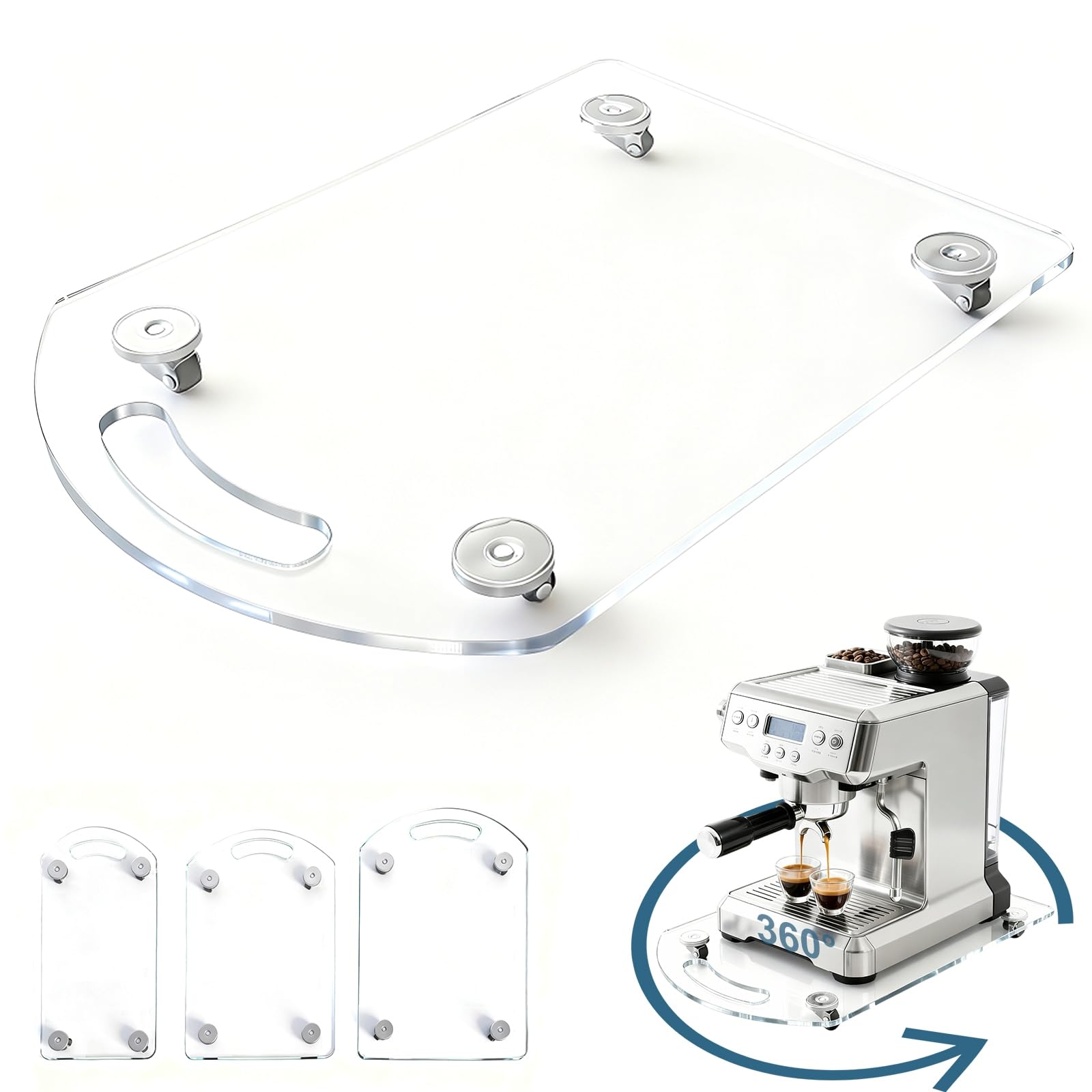 Photo 1 of BiJun 360° Sliding Tray for Coffee Maker, Clear Acrylic (10"x14")