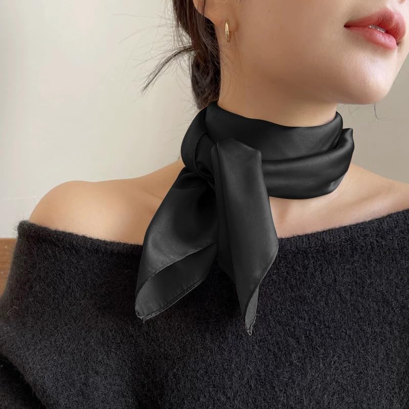 Silk Square Neck Scarf for Women Halloween Costumes Accessories for Women French Western Chiffon Hair Head Scarf2