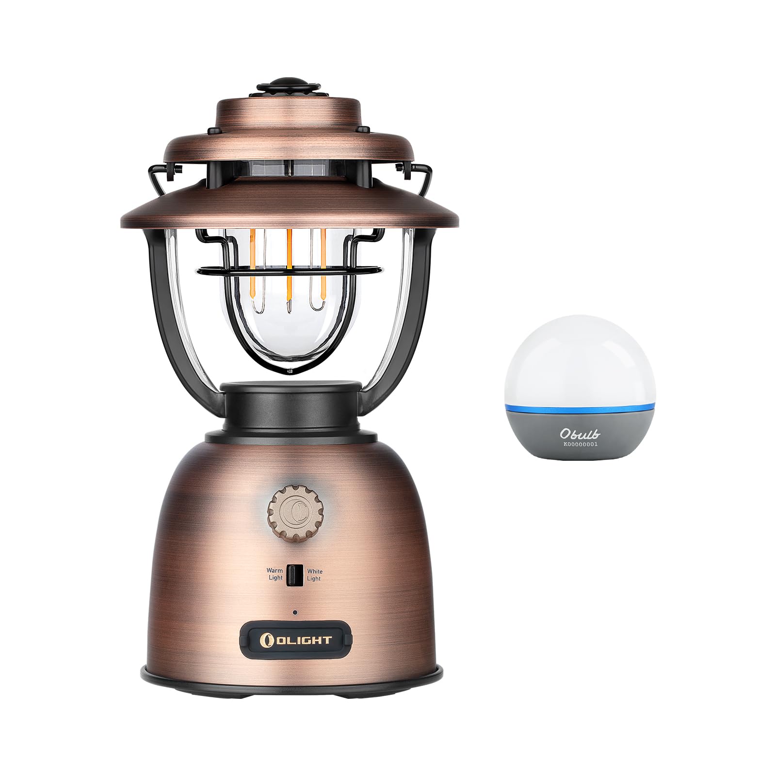 OLIGHTOlantern Stretch Camping Lanterns, 500 Lumens Stretchable LED Flashlights with Dual Light Source Bundle with Obulb 55 Lumens 4-Mode Orb Light Night Lights MCC Rechargeable Bedside Lamp