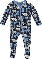 Vista 96 de KicKee Baby & Toddler - Pijama de viscosa ultrasuave de bambú con patas abatibles y puños