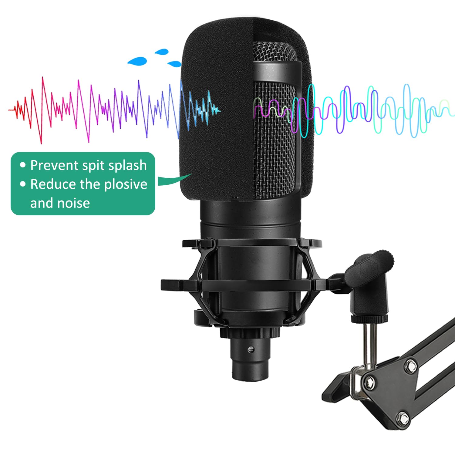 Rigych Audio Technica AT2020 Mic Stand, Suspension Scissor AT2020 Boom Arm with Shock Mount, Foam Windscreen - Image 3