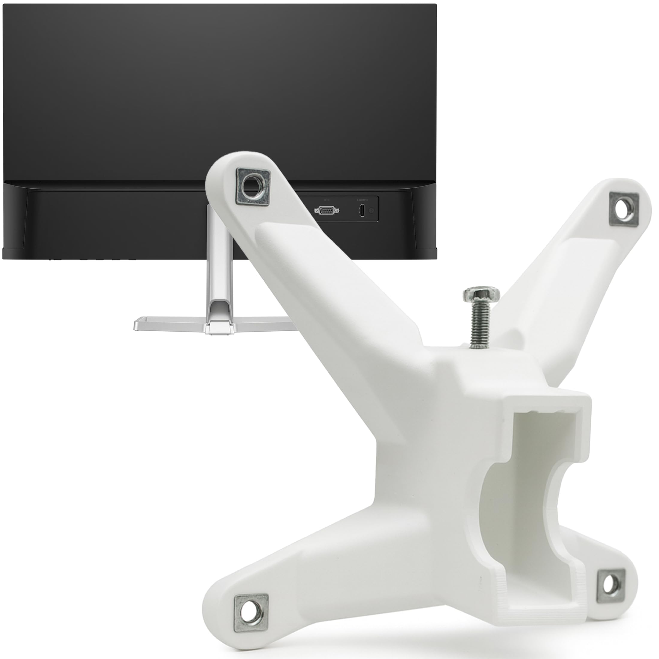 3IDEE Adaptateur VESA pour moniteur HP série 5 & Mf (524sa, 524sf, 524sw, 527sa, 527sf, 527sw, 532sf, M22f, M24f, M27f, M32f) - Installation facile, stable, robuste et sur mesure - Blanc - 75 x 75 mm