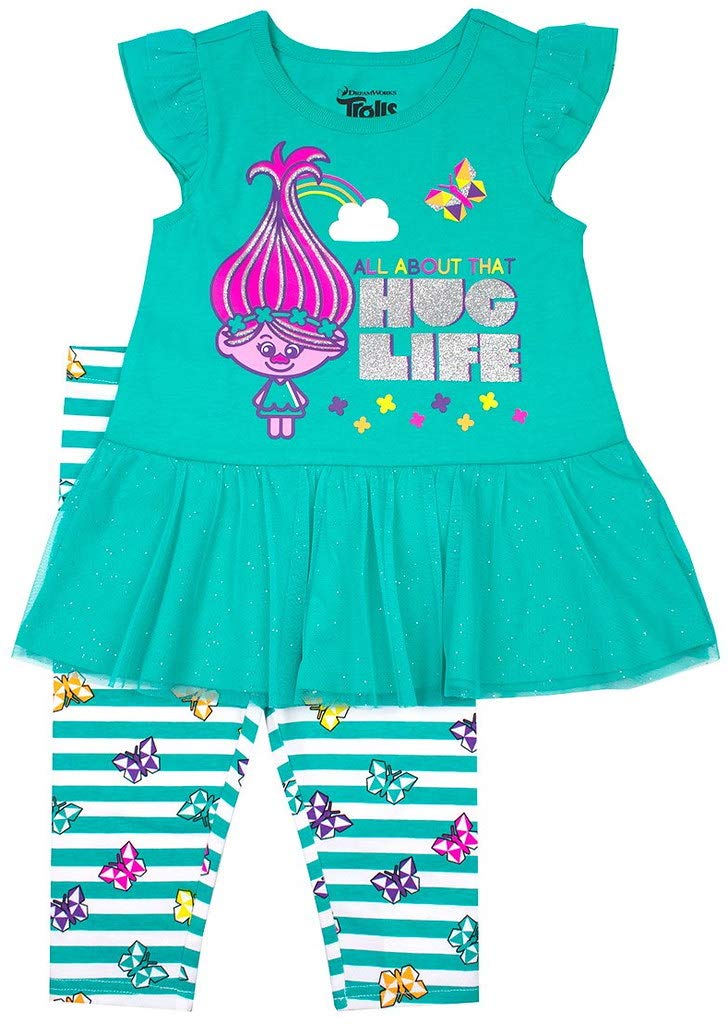 Children's Apparel Network Trolls Little Girls' Hug Life Capri Leggings Set