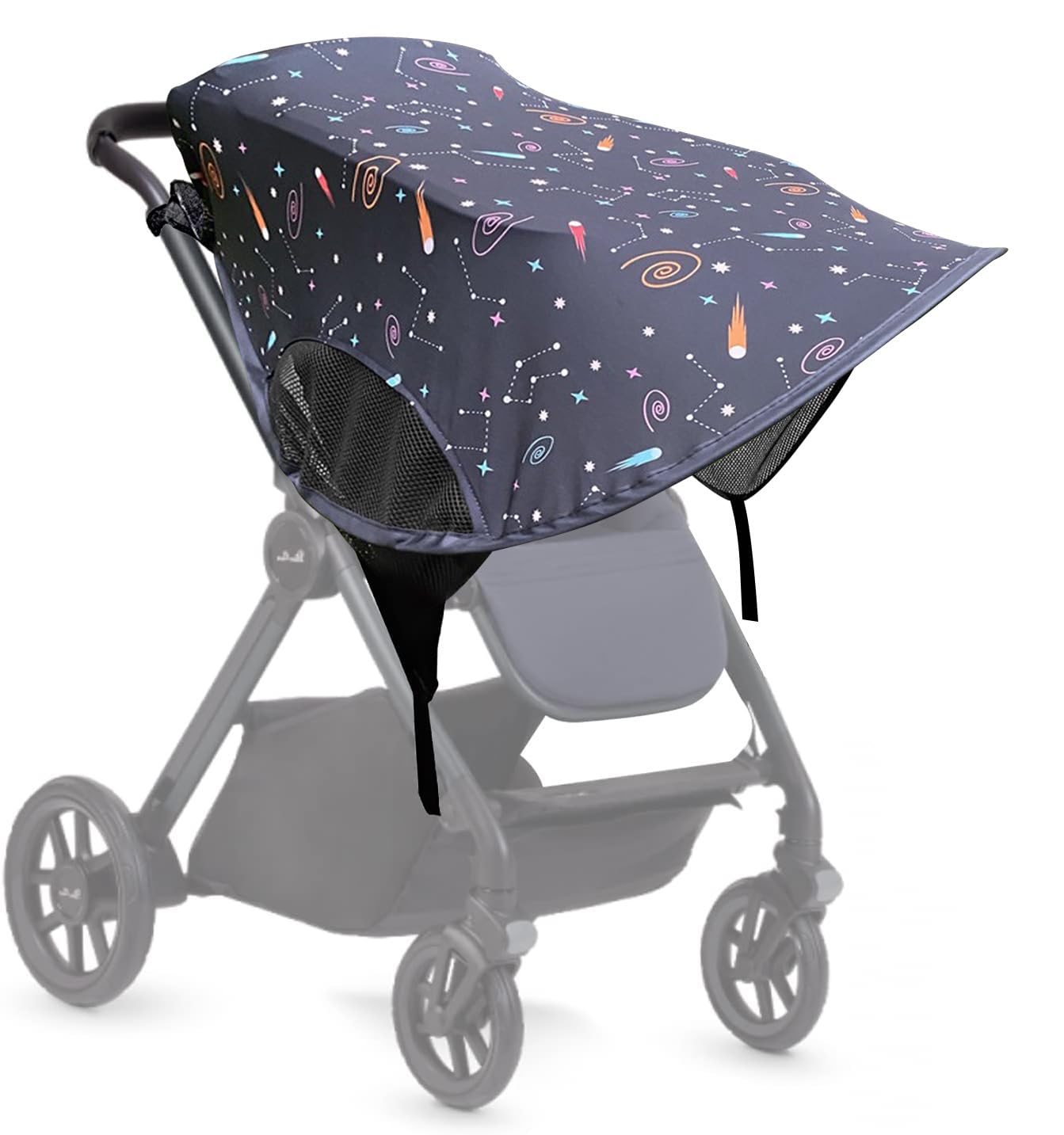 Pram Sun Shade Cover,UPF50+ Universal Baby Sunshade,Foldable Baby Stroller Sun Shade Pushchair Awning,Breathable Pram Sun Shade,Stroller Sun Shade Canopy for Pushchair,Buggy,Stroller (Galaxy)