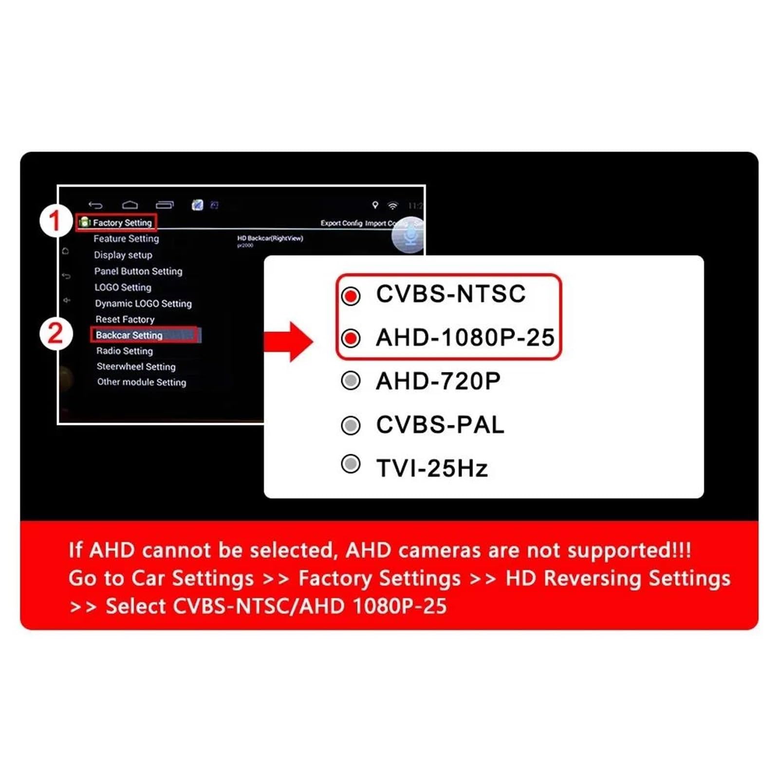 Cámara Trasera Coche Cámara Visión Trasera Coche para Gran Angular AHD 1080P Vídeo Respaldo Vehículo Nocturna Inversa Estacionamiento NTSC(CCD AHD 1080P)