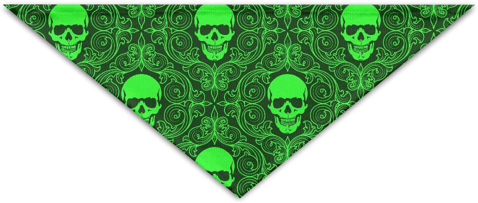 Fluorescent Green Skull Pet Puppy Dog Triangle Head Scarf Bandana Bibs Collars Neckerchief