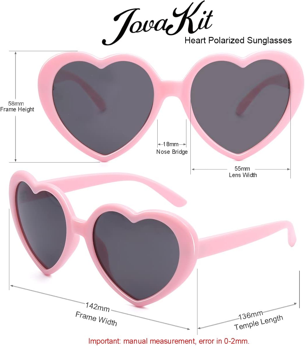 JOVAKIT Polarized Heart Shaped Sunglasses for Women Vintage Fashion Lovely Retro Oversized Eyeglasses UV400 Protection Lens - Image 6
