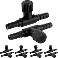 Psyqtsuary 10-Pack T-Shaped Aquarium Air Valves - Precise Flow Control for Fish Tank Air Pumps, 3/16" ID Tubing, Black Plastic Regulators