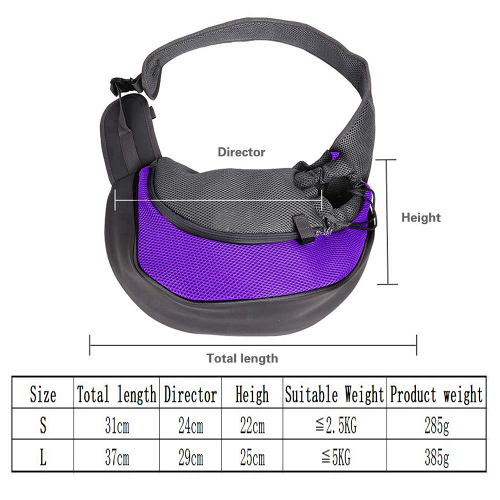Sac de transport pour animal domestique, sac à bandoulière mains libres pour chien, chat, sac à bandoulière avec sangle réglable et fermeture éclair